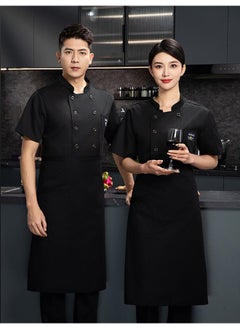 NIBEMINENT Chef Uniform Short Sleeve Summer Women's Dining Kitchen Work Wear Clothing Cake Shop Baker Chef Overalls  - Image 1