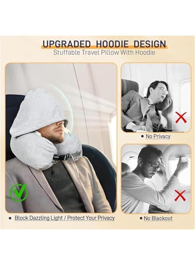 HOOKOR Travel Neck Pillow with Hood - Adult Travel Must Haves Airplane Hoodie Pillow, Premium Quality Memory Foam, Fit for Office, Car Ride, Sleeping (Grey) - Image 5