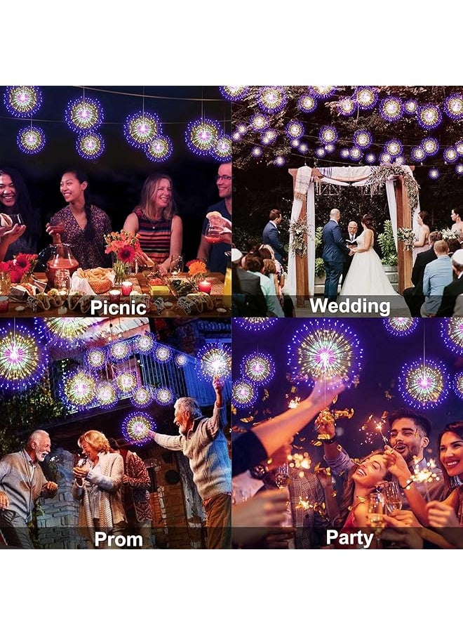 إيروريكس أضواء Starburst 200 LED للألعاب النارية أضواء كروية من الأسلاك النحاسية مع جهاز تحكم عن بعد 8 أوضاع تعمل بالبطارية كرة يدوية ضوء خرافي لغرفة النوم والحفلات والديكور الداخلي قطعتان ملونتان  - Image 3