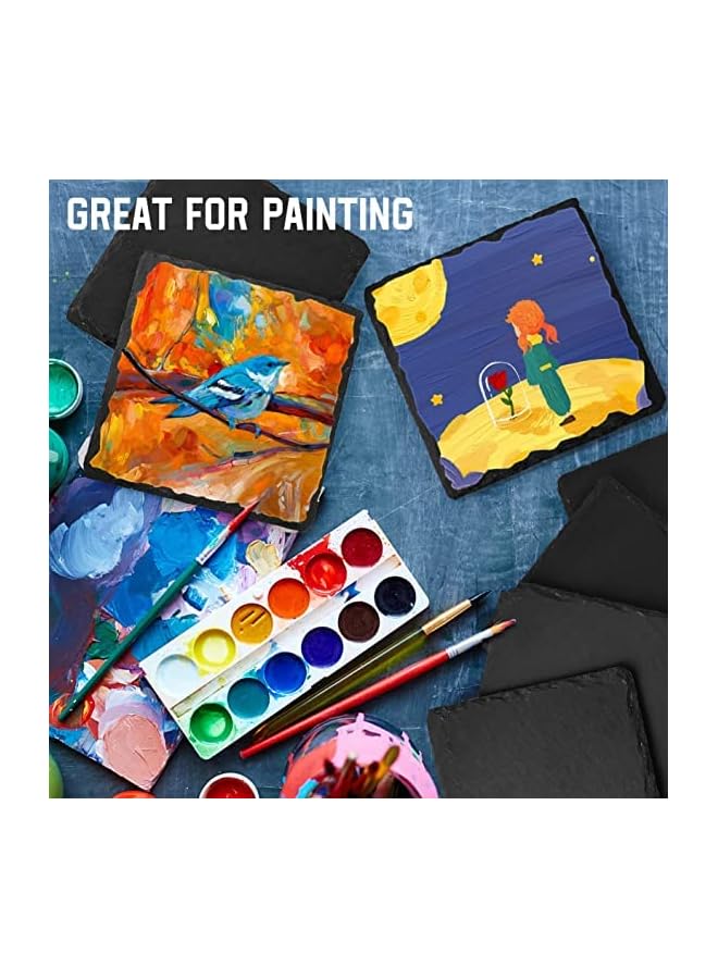 The Bros حاملات أكواب من الحجر الرملي، مجموعة 6 حاملات أكواب 4 بوصة، حاملات أكواب حجرية سوداء 4 بوصة بالجملة، مجموعة حاملات أكواب مصنوعة يدويًا - Image 5