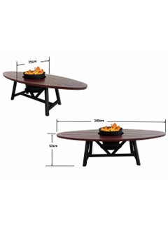 NABCO Light Oval Wood-Burning Fire Pit Table for Patio – 180x75x52 cm, Outdoor Dining Table with Fire Pit Center, Sleek for Deck, Garden, or Backyard, Dark Mahogany/Black  - Image 4