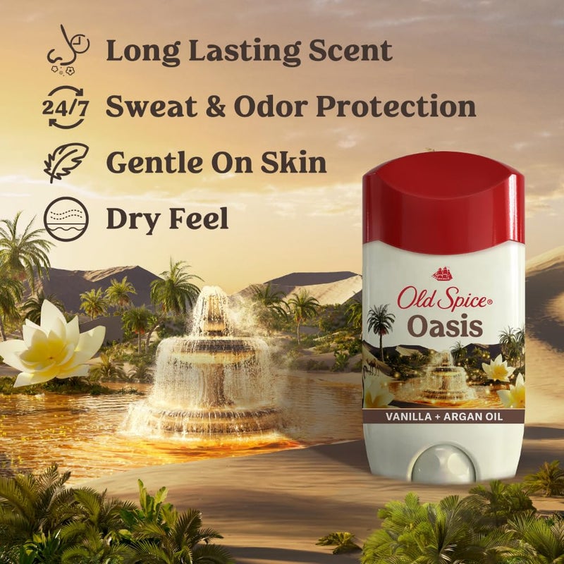 Old Spice مزيل العرق و مضاد التعرق للرجال، رائحة الواحة مع نغمات الفانيليا، 2.6 أونصة (عبوة من 2) - Image 2