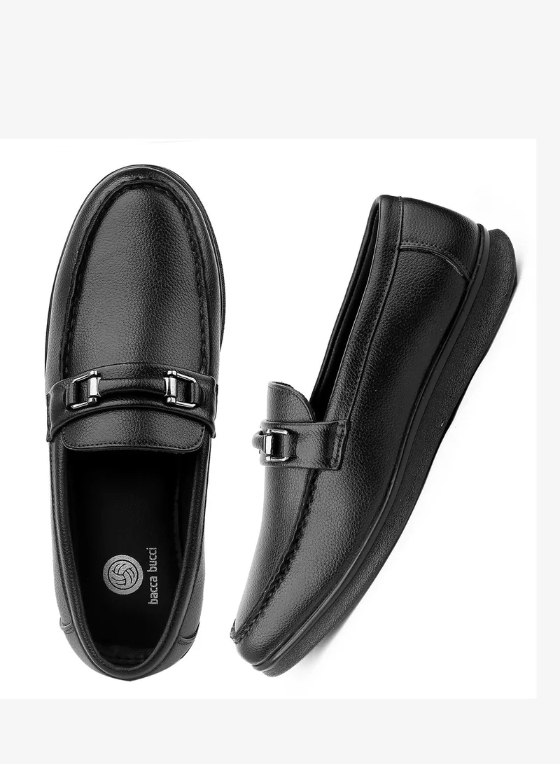 باكا بوتشي حذاء رجالي أسود سهل الارتداء بنقوش