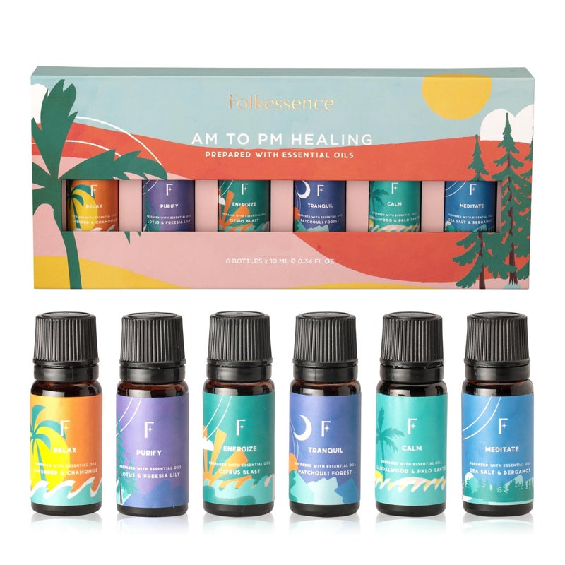 Folkulture Fall Essential Oils for Diffuser Oil, Essential Oils Set of 6 Fragrance Oil, Diffuser Oils Scents for Home, Oil Diffuser Essential Oils, Fragrance Oil for Diffuser - White Sage, Cedarwood - Image 1
