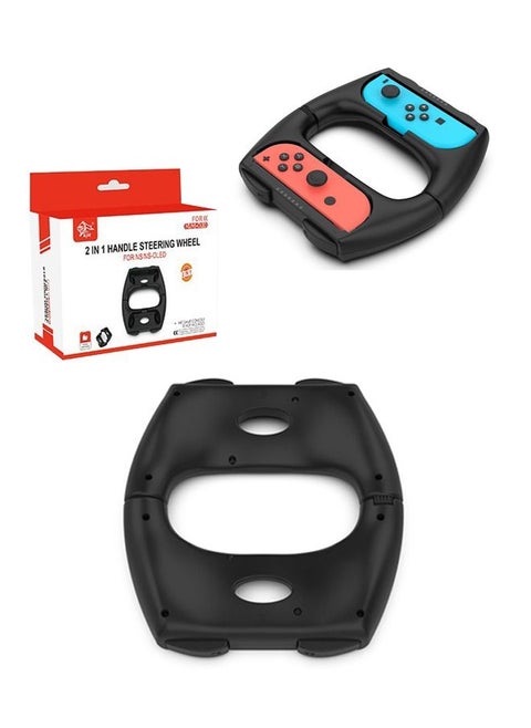 2 in 1 Handle Steering Wheel and Controller Grips for Nintendo Switch Joy Con Black