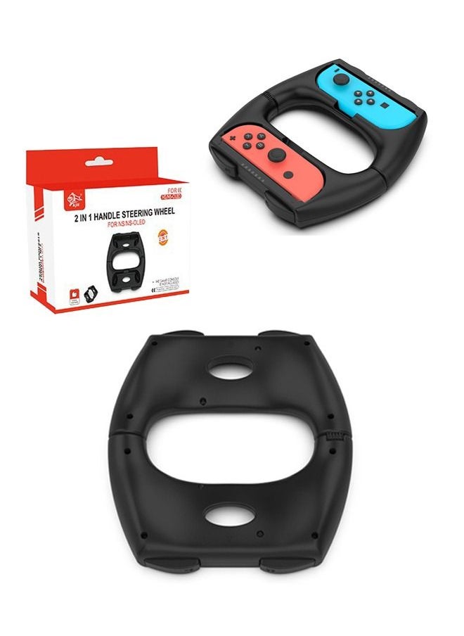 Generic - 2 in 1 Handle Steering Wheel and Controller Grips for Nintendo Switch Joy Con Black - Image 1