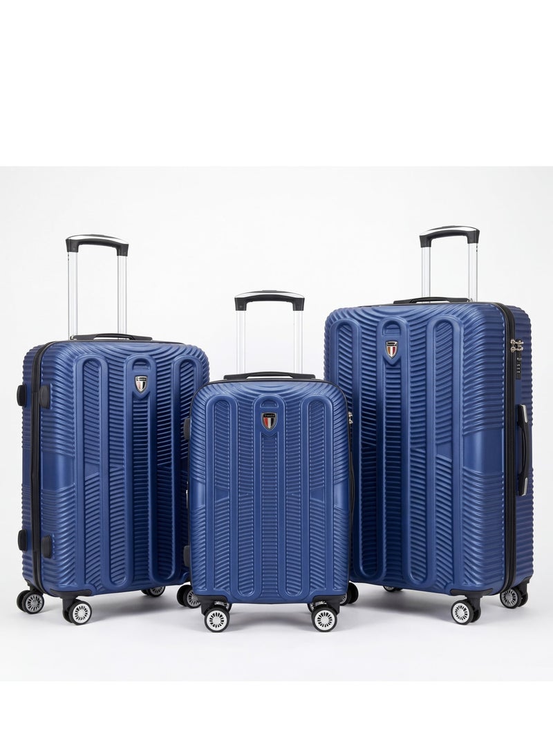 Asfar XT-124 Set of 3 Luggage Bags (28/24/20) Inch | Hard Case Travel Bag Trolley Luggage ABS Lightweight Suitcase with 4 Spinner Wheels| Dark Blue - Image 1