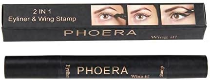 PHOERA 2 in 1 Wing Cat Eye Liner Stamp Winged Long Lasting Liquid Eye Liner Waterproof Smudge proof Makeup Black Eyeliner Pen Winged Eyeliner Pencil AQUAPURITY THIN STAMP - Image 4