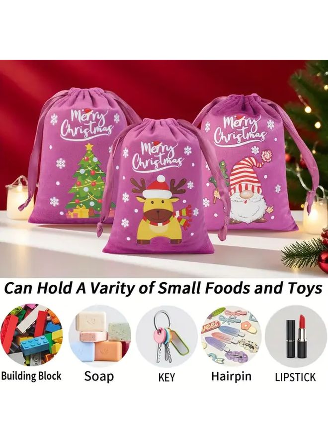 24 Pcs Christmas Velvet Gift Bags With Drawstring Reusable Party Drawstring Bag Packs Xmas Treat Sacks For Holiday Wrapping Favor Supplies Hanging Advent Calendar Bags Baby Shower Wedding Favors Best For Christmas - Image 4