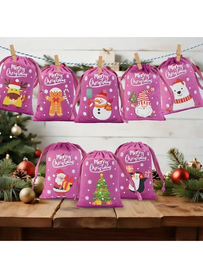 24 Pcs Christmas Velvet Gift Bags With Drawstring Reusable Party Drawstring Bag Packs Xmas Treat Sacks For Holiday Wrapping Favor Supplies Hanging Advent Calendar Bags Baby Shower Wedding Favors Best For Christmas - Image 2