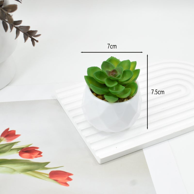 Generic Pink Succulent Artificial Potted Plant Home Office Decor Stone lotus + plastic diamond basin