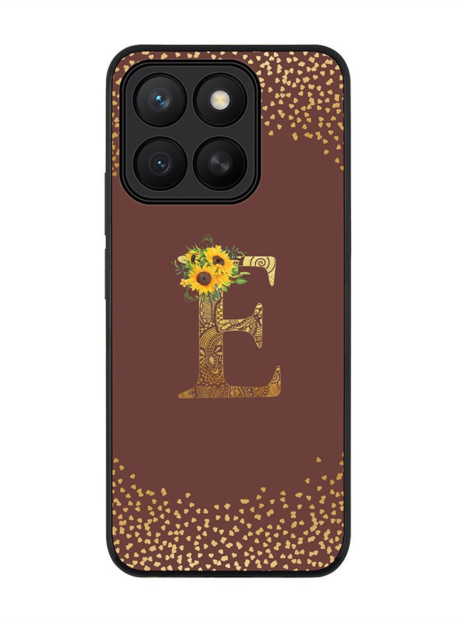 Stylizedd For Honor X8c Case,Slim fit Camera Protection, Shockproof Thin Phone cover  - Custom Floral Monogram - E  (Brown )