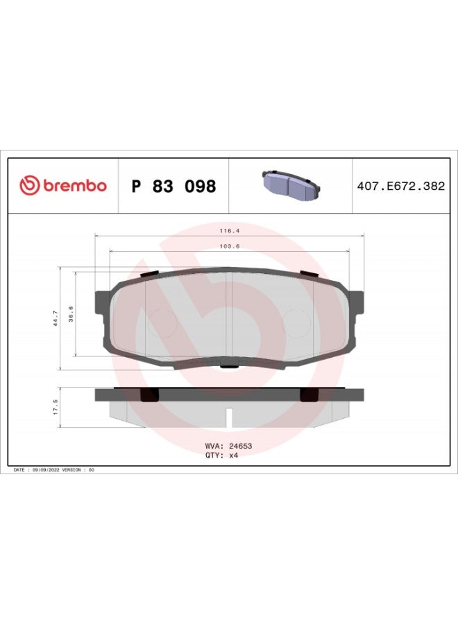 Brake Pad - BREMBO  -  P 83 098