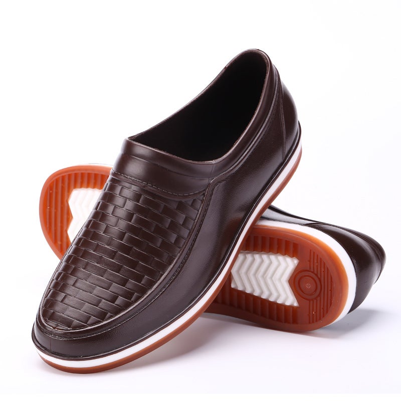 Stylish Slip-Resistant Mens Rain Shoes 317 Brown 