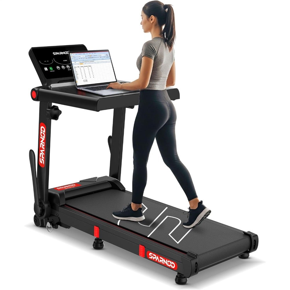 Foldable Motorized Treadmill for Home Use Steel Frame Black Manual Incline, LED Display, Shock Absorption