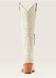 Loquat Cowboy Boots For Women Western Embroidered Cowgirl Boots Chunky Heel Wide Tube Boots Pull on Pointy Toe Vintage Boots White  - Image 3