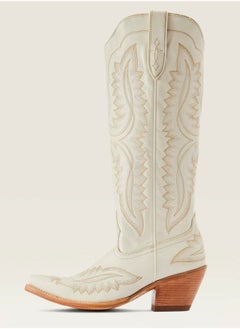 Loquat Cowboy Boots For Women Western Embroidered Cowgirl Boots Chunky Heel Wide Tube Boots Pull on Pointy Toe Vintage Boots White  - Image 2