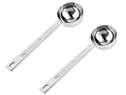 Aylbcz Stainless Steel Coffee Scoop, 2 Tablespoon (30ml) Measuring Spoons, Long Handle Metal Spoons for Coffee, Tea, Sugar, Powder, Kitchen Set of 2 - Image 1