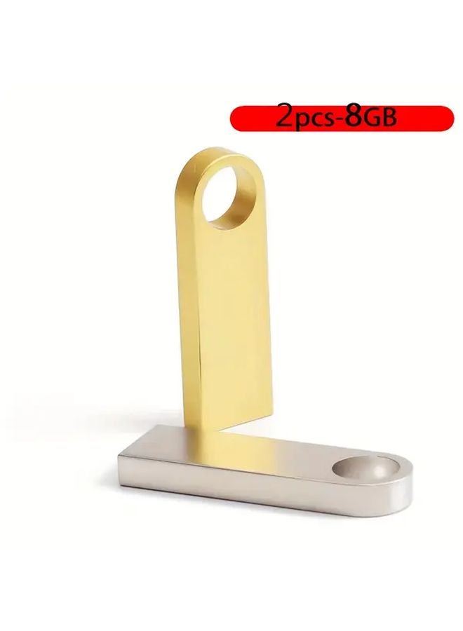 2Pcs 8GB USB Flash Drive High Speed Memory Stick Silver and Golden Set - Image 1
