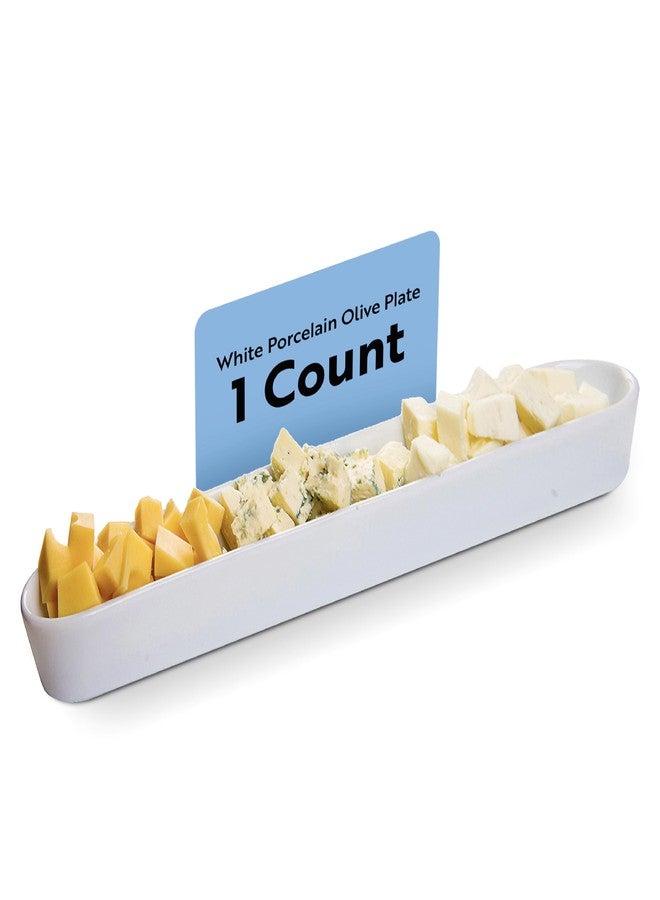 Restaurantware Siluro 12 Inch Olive Tray, 1 Narrow Olive Plate - Microwave-Safe, Oven-Safe, White Porcelain Narrow Serving Tray, Chip-Resistant, For Olives Or Cheeses - Image 1