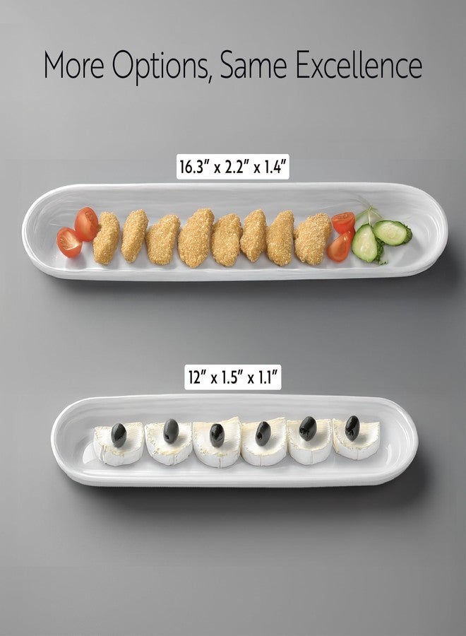 Restaurantware Siluro 12 Inch Olive Tray, 1 Narrow Olive Plate - Microwave-Safe, Oven-Safe, White Porcelain Narrow Serving Tray, Chip-Resistant, For Olives Or Cheeses - Image 5