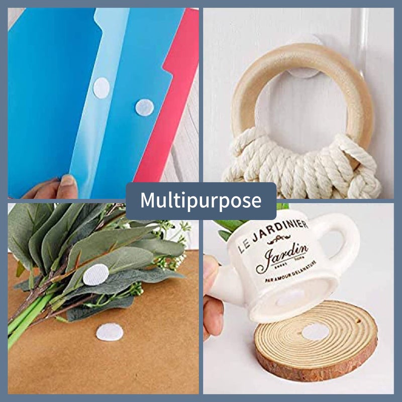 JIURUN Self Adhesive Dots 600 PCS (300 Pairs) 0.78"/20 mm Diameter Sticky Back Magic Sticky Dots Waterproof Hook & Loop Dots with Adhesive for Art Craft Classroom Office Home Deco White - Image 4