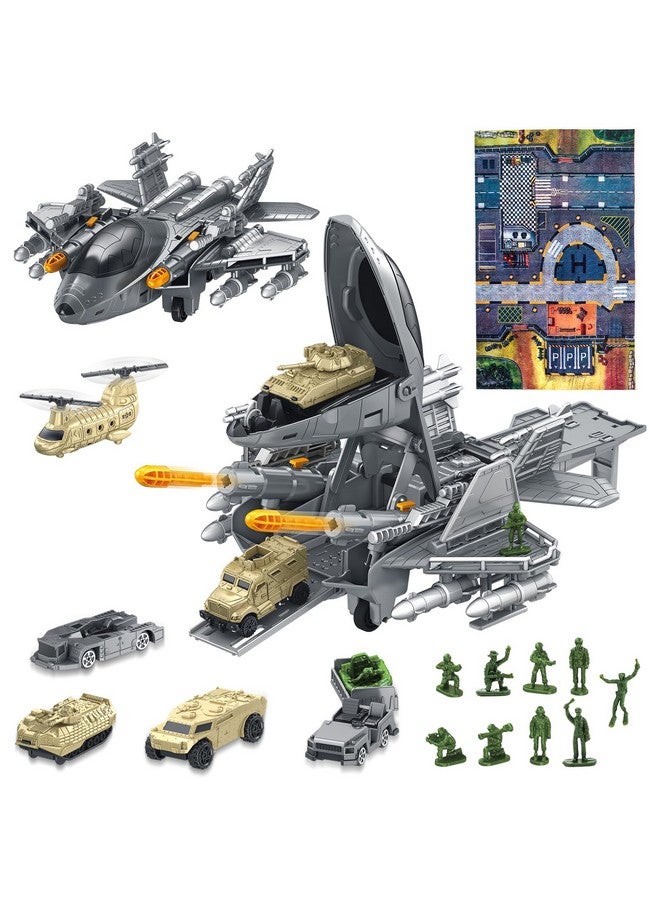 deAO Military Airplane Toys For Boys,Army Toys Fighter Jet With 8 Vehicles,10 Soldier Amry Men,19Pcs Airplane Tanks Toys,Great Military Toys Gift For 3 4 5 6 Boys Girls Kids  - Image 1