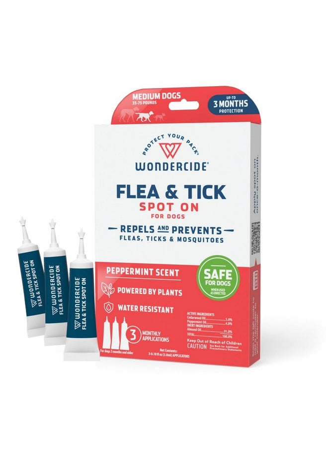 Flea & Tick Dog Spot On  Flea, Tick, And Mosquito Repellent, Prevention For Dogs With Natural Essential Oils  Up To 3 Months Protection  Medium 3 Tubes Of 0.10 Oz