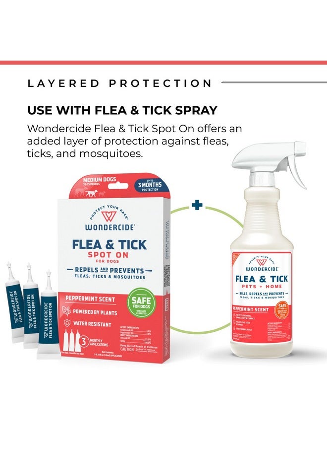 Flea & Tick Dog Spot On  Flea, Tick, And Mosquito Repellent, Prevention For Dogs With Natural Essential Oils  Up To 3 Months Protection  Medium 3 Tubes Of 0.10 Oz
