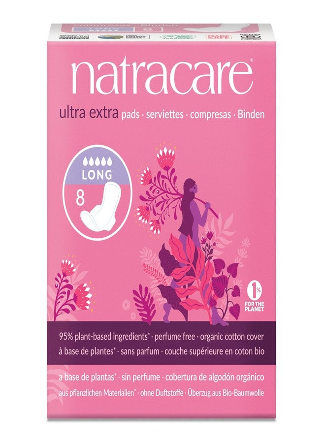 Natracare Ultra Extra Pads w/wings - Long - 8 Count (3pack - Image 1