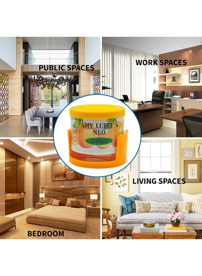 MY LUBEI NEO Citrus Car Air Freshener Gel Long-Lasting Natural Citrus Scent for Car, Home, Office, Cup Holder & Dashboard Placement Odor Eliminator Freshener Can with Holder - Image 2