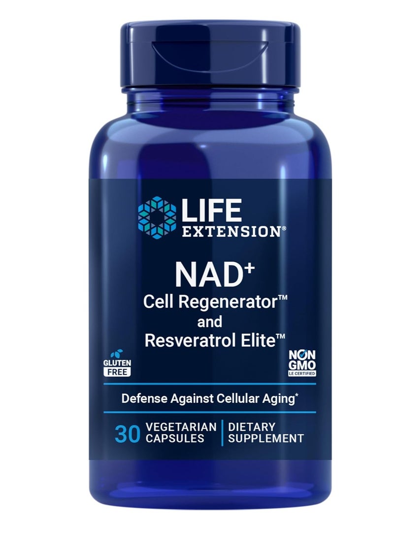 Life Extension NAD+ Cell Regenerator and Resveratrol Elite, NIAGEN nicotinamide riboside, Trans-resveratrol, quercetin, Fisetin, for Longevity, Energy, and oxidative Stress, 30 Vegetarian Capsule