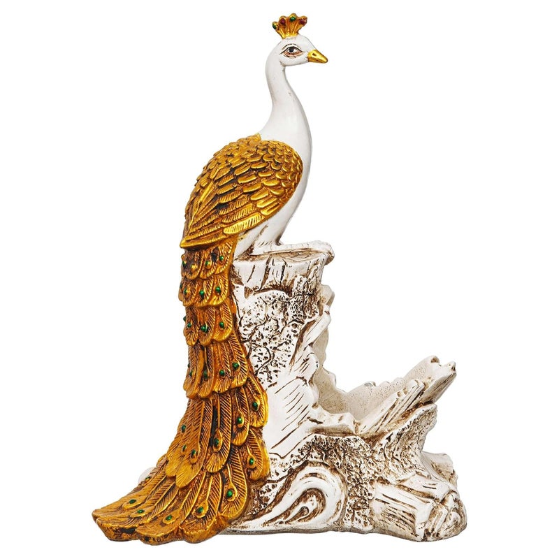 Aarohi Craft Resin Peacock Statue Wine Bottle Holder Display Stand for Home Bar Decorative Showpiece - Image 1