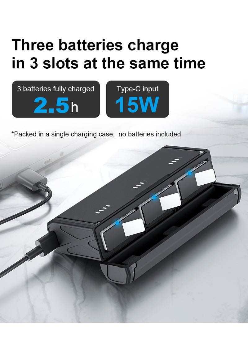 Pocket Charging Case for GoPro Hero13, 3-in-1 Portable Charger with Flat 2.5cm Design, Holds 3 Batteries & 2 SD Cards, Dual Charging & Storage, Durable Flame-Resistant ABS Material