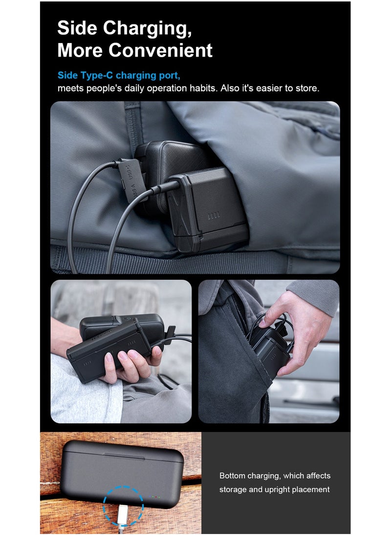 Pocket Charging Case for GoPro Hero13, 3-in-1 Portable Charger with Flat 2.5cm Design, Holds 3 Batteries & 2 SD Cards, Dual Charging & Storage, Durable Flame-Resistant ABS Material