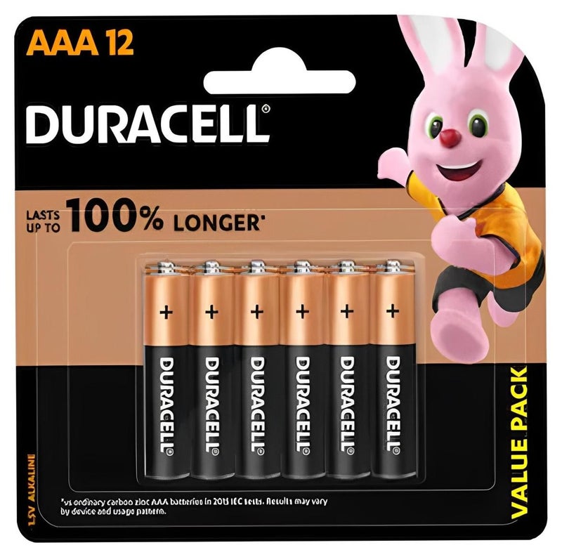 دوراسيل 12 قطعة من بطاريات AAA القلوية ذات الإغلاق العلوي من النايلون الفاخر، متعددة الألوان (أطول بنسبة 100%) - Image 1