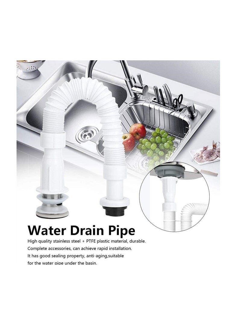 37mm Flexible Drain Pipe, Odor‑Proof Universal Single Drain, S Bend Water Down‑Flow Pipe, for Bathroom Vanity Sink Drain Plumbing Trap Tubing - Image 3