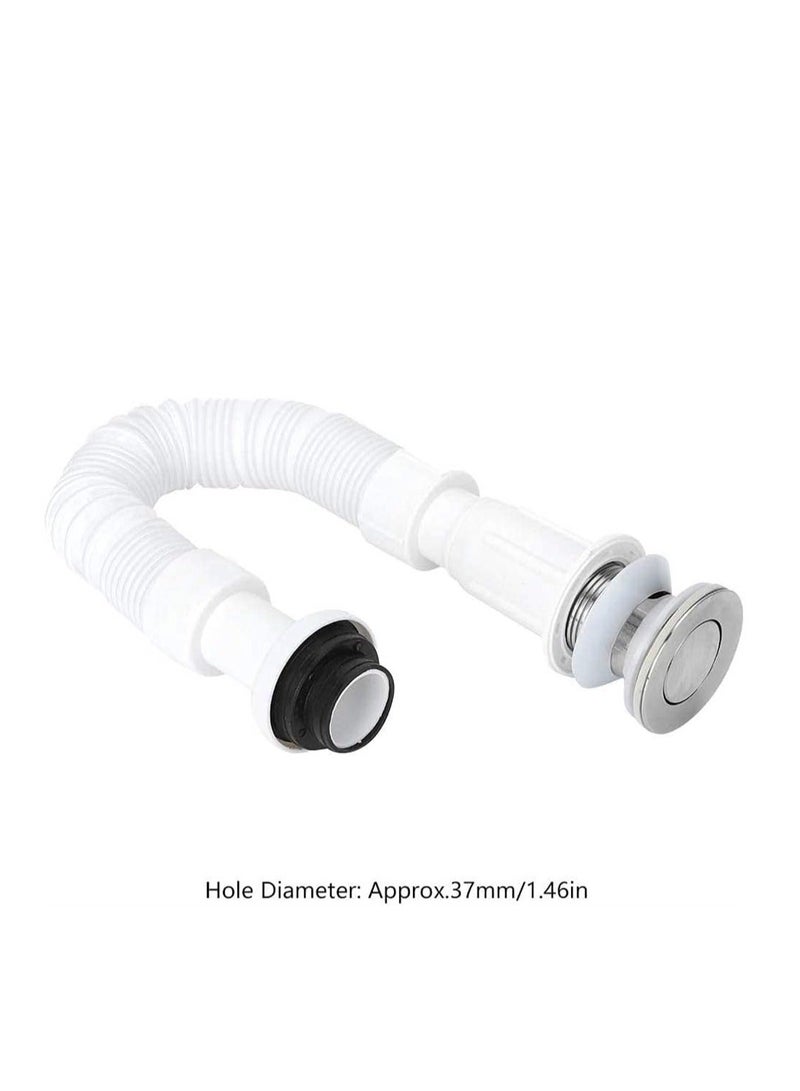 37mm Flexible Drain Pipe, Odor‑Proof Universal Single Drain, S Bend Water Down‑Flow Pipe, for Bathroom Vanity Sink Drain Plumbing Trap Tubing - Image 2