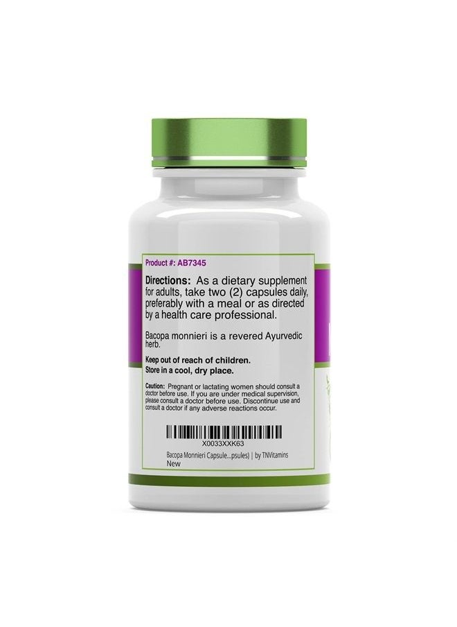 tnvitamins - Bacopa Monnieri Capsules 1000 MG (60 Capsules) | Nootropic Brain Support Supplement* | Bacopa Leaf Extract Powder Pills - Image 1