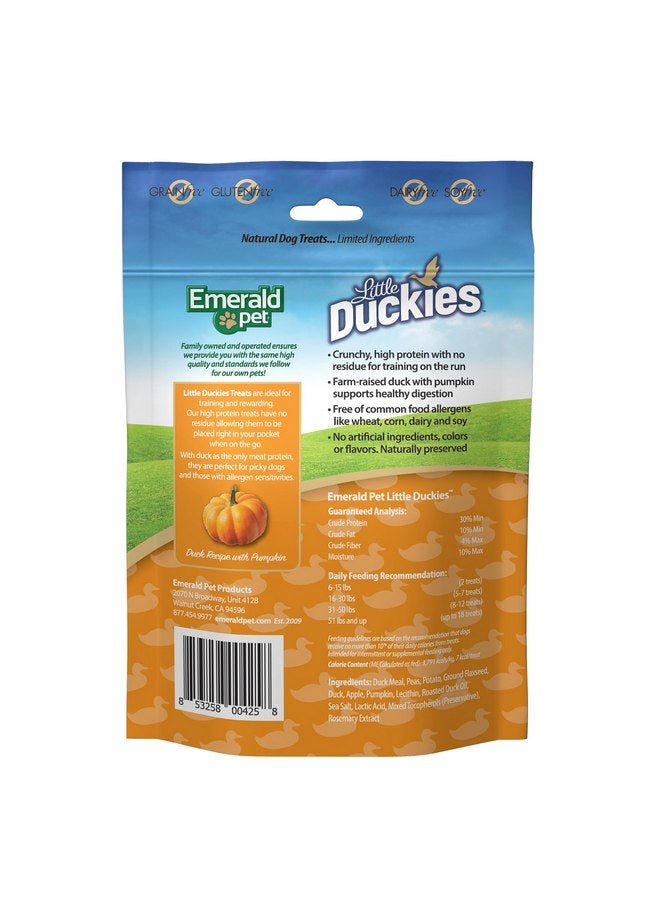 إميرالد بيت مكافآت الكلاب على شكل بط من إيميرالد بيت ليتل دكيز - مكافآت طبيعية مقرمشة ولذيذة للكلاب مصنوعة من لحم البط المشوي الغني بالبروتين - مكافآت صحية خالية من الحبوب للكلاب مصنوعة في الولايات المتحدة الأمريكية - اليقطين، 5 أونصة - Image 2
