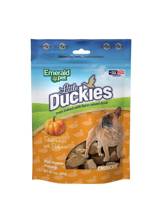 إميرالد بيت مكافآت الكلاب على شكل بط من إيميرالد بيت ليتل دكيز - مكافآت طبيعية مقرمشة ولذيذة للكلاب مصنوعة من لحم البط المشوي الغني بالبروتين - مكافآت صحية خالية من الحبوب للكلاب مصنوعة في الولايات المتحدة الأمريكية - اليقطين، 5 أونصة - Image 1
