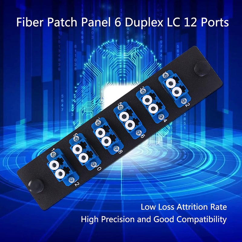 VFLTOOL VFLTOOL 2PCS 6 Duplex LC Adapters LGX Footprint Fiber Patch Panel Loaded 12 Fiber Ports Couplers Enclosure - LC UPC Blue Compatible with SingleMode Multimode|1.25G/10GB OS1-2/OM1-3  - Image 4