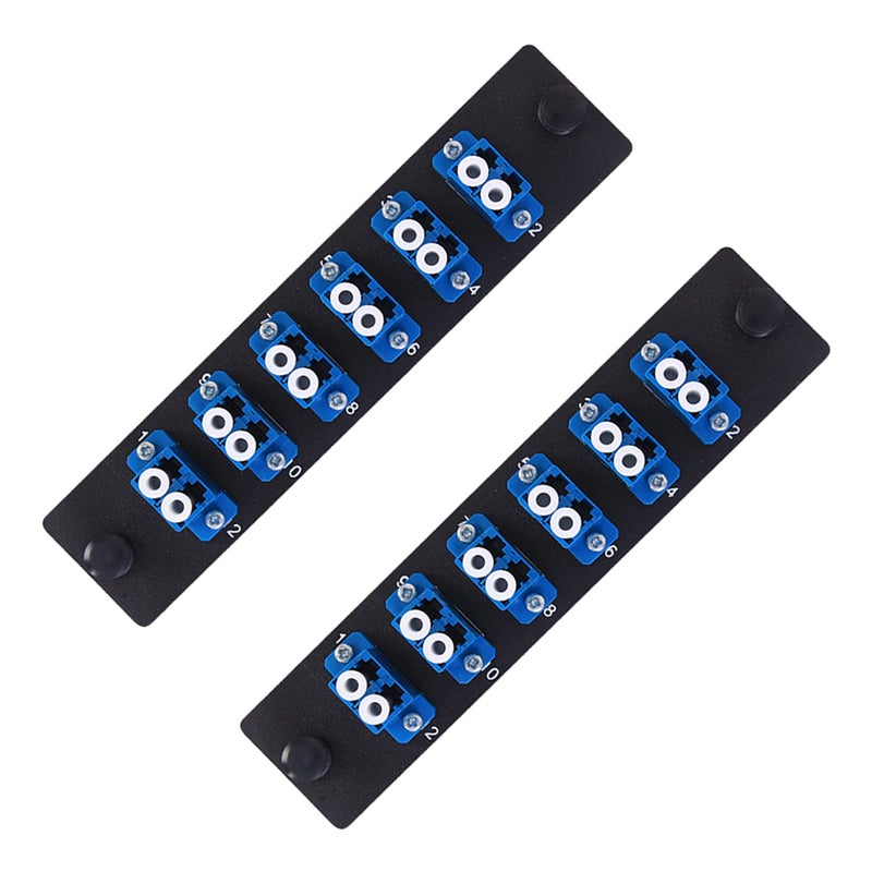 VFLTOOL VFLTOOL 2PCS 6 Duplex LC Adapters LGX Footprint Fiber Patch Panel Loaded 12 Fiber Ports Couplers Enclosure - LC UPC Blue Compatible with SingleMode Multimode|1.25G/10GB OS1-2/OM1-3  - Image 1