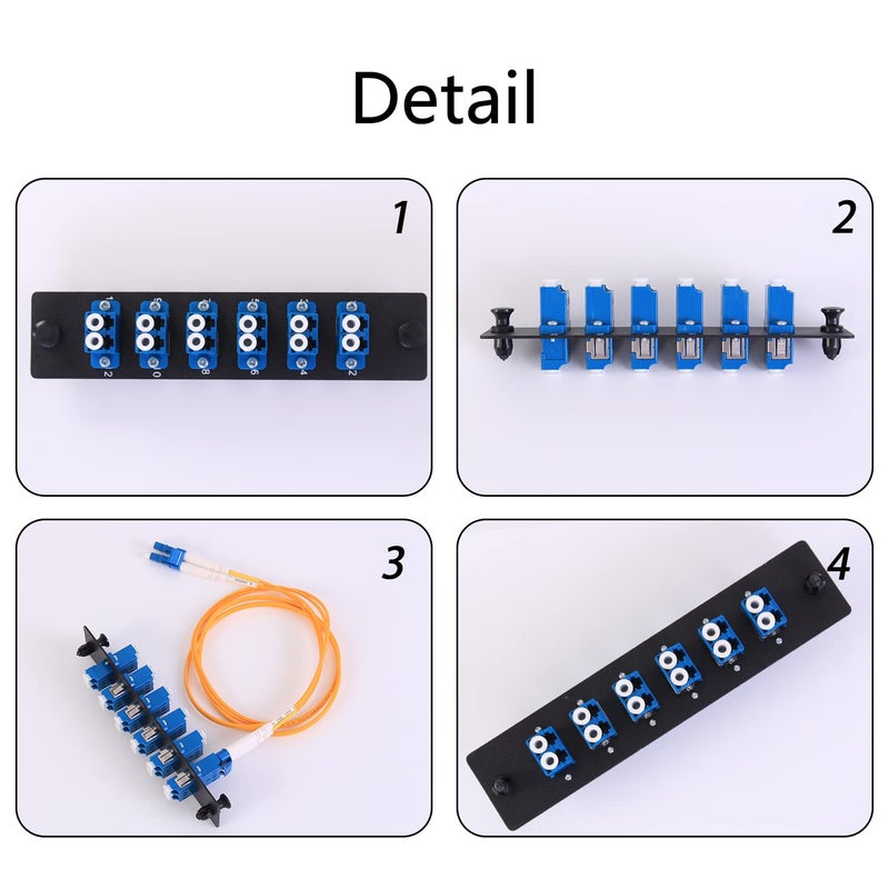 VFLTOOL VFLTOOL 2PCS 6 Duplex LC Adapters LGX Footprint Fiber Patch Panel Loaded 12 Fiber Ports Couplers Enclosure - LC UPC Blue Compatible with SingleMode Multimode|1.25G/10GB OS1-2/OM1-3  - Image 3