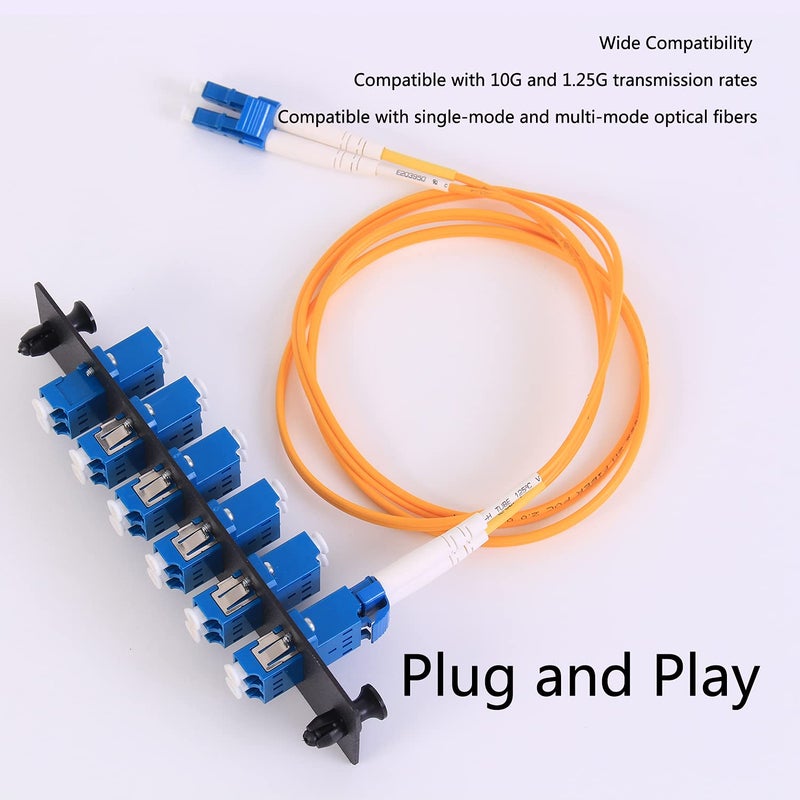 VFLTOOL VFLTOOL 2PCS 6 Duplex LC Adapters LGX Footprint Fiber Patch Panel Loaded 12 Fiber Ports Couplers Enclosure - LC UPC Blue Compatible with SingleMode Multimode|1.25G/10GB OS1-2/OM1-3  - Image 5