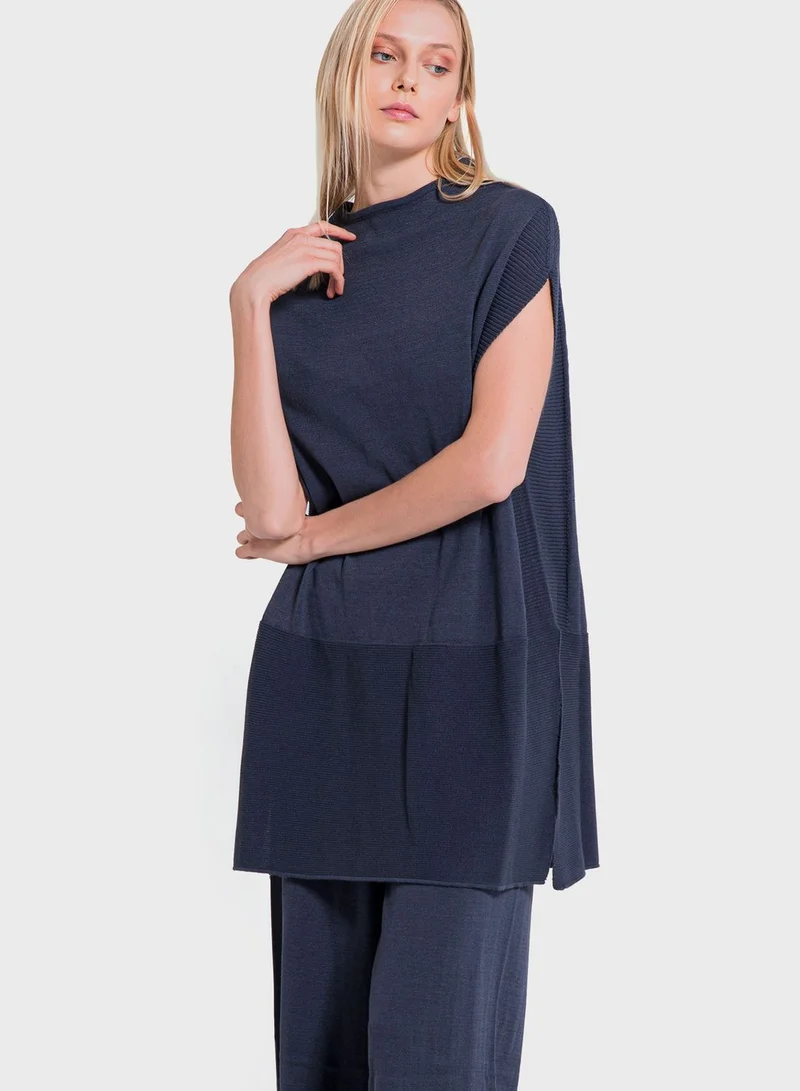 ANOTAH Crew Nek Knitted Tunic