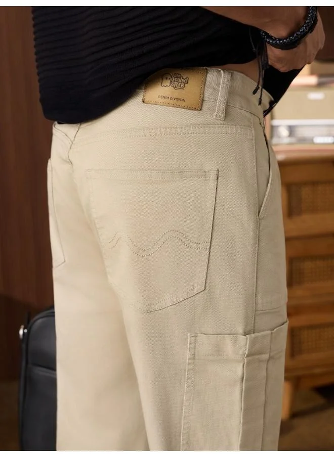 The Souled Store Beige The Souled Store Men Solids Light Beige (Straight Fit) Jeans for Men | Best Price UAE