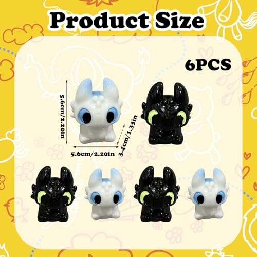 squishy 6pcs Toothless Dragon, Dragon Toys for Car Dashboard Accessories, Toothless Dragon Toy Set for Car Interior Decoration, Home and Office Display - Image 2