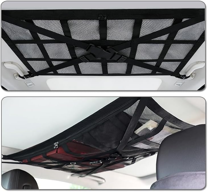 Car Ceiling Cargo Net Pocket for MG ZR 2010–2005, Car Roof Storage Organizer, Double Layer Overhead Cargo Net for Auto with Zip Closure for Trip, Camping,B - Image 4