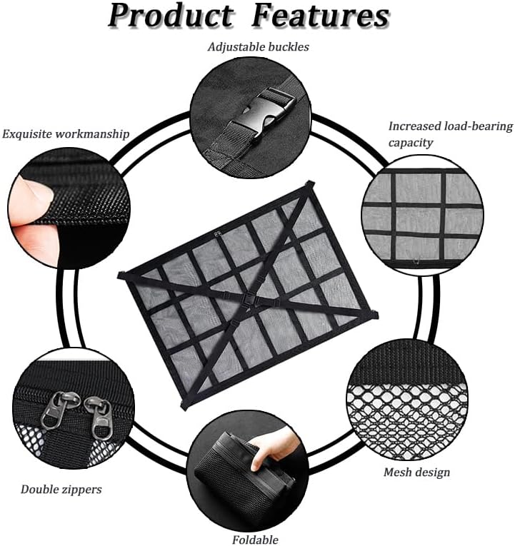 Car Ceiling Cargo Net Pocket for MG ZR 2010–2005, Car Roof Storage Organizer, Double Layer Overhead Cargo Net for Auto with Zip Closure for Trip, Camping,B - Image 5